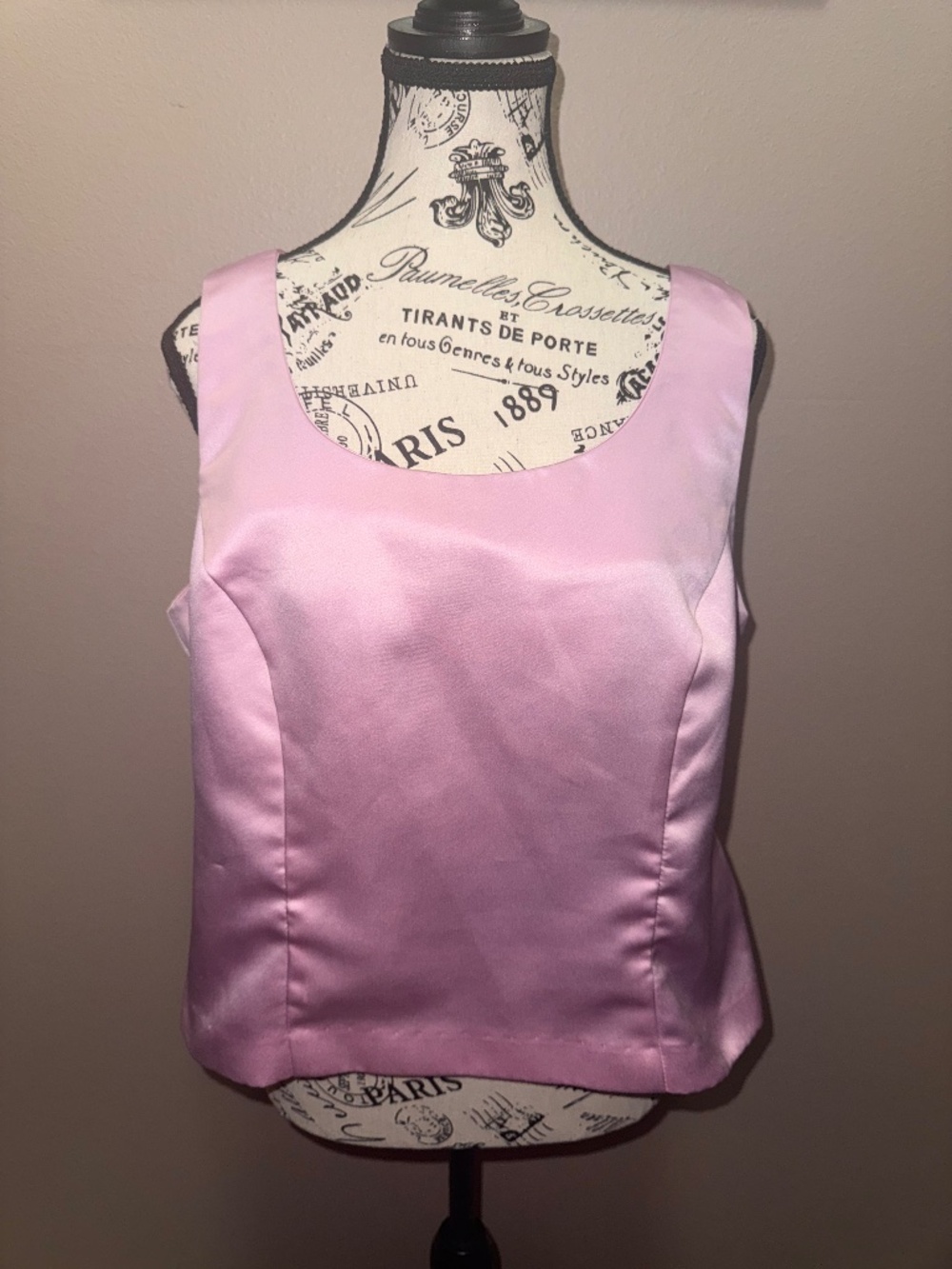 Vintage 90s Jessica Howard Pink Satin Corset Tank Top Coquette Made USA
